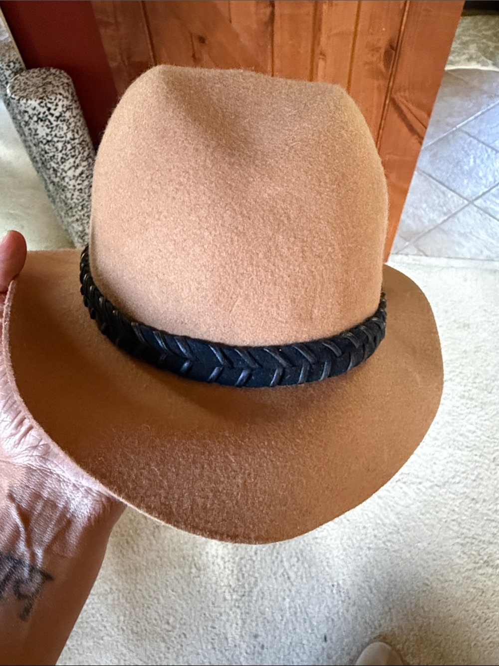 RVCA Tan Wool Felt Hat with Black Interior Band